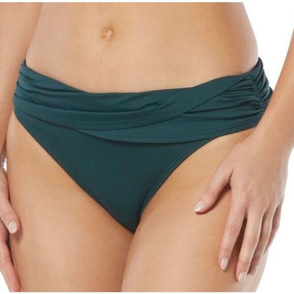 Vince Camuto Forest Green Draped High Waist Bikini Bottom L NWT - Picture 1 of 3